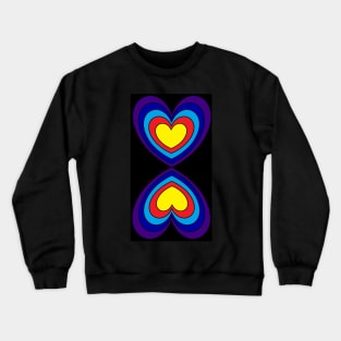 Mirror Image Rainbow Hearts on Black Crewneck Sweatshirt